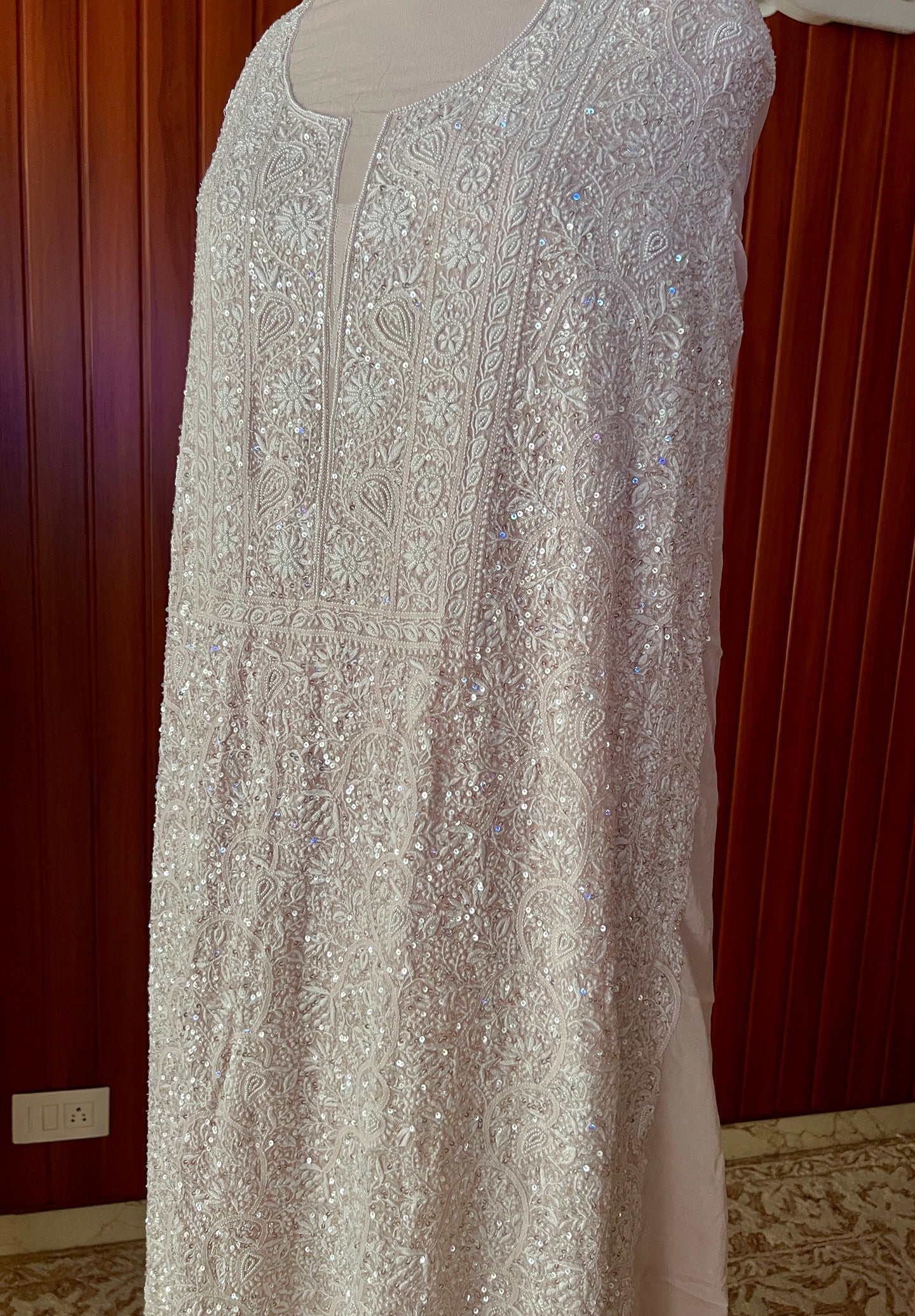 Suhaan Powder pink Chikankari pearl sequins work kurta and dupatta